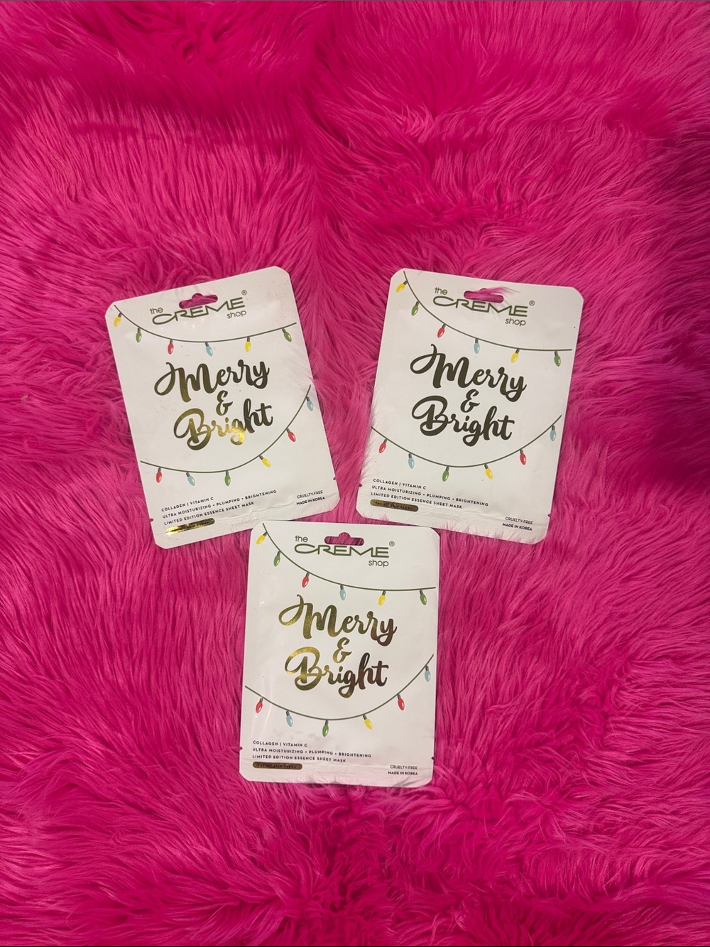 Limited edition The Crème Shop Merry & Bright Sheet Mask - Hot Pink